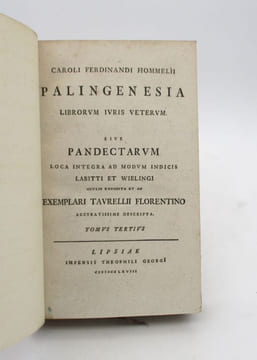Palingenesia Librorum juris veterum sive pandectarum. HOMMEL (Karl Ferdinand)