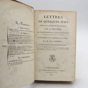 Lettres de quelques juifs portugais, allemands et anglais à M. de Voltaire