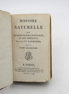 Histoire naturelle des quadrupèdes ovipares et des serpents.. LACÉPÈDE (Bernard Germain Étienne de Laville-sur-Illon, comte de); [BUFFON ...