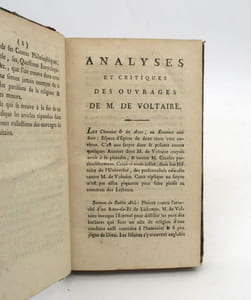 Analyses et Critiques des ouvrages de M. de Voltaire; avec plusieurs anecdotes intéressantes & peu connues qui le concernent, depuis 1762 jusqu'à sa mort, arrivée en 1778