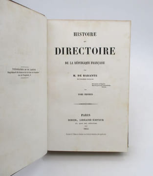 Histoire du Directoire de la République française. BARANTE (Prosper BRUGIÈRE, baron de)