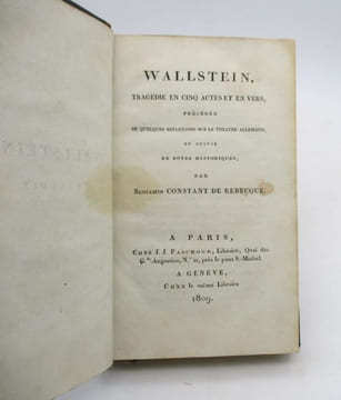 Wallstein, tragédie en cinq actes et en vers, précédée de quelques réflexions sur le théâtre allemand, et suivie de notes historiques. CONSTANT DE ...