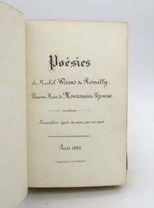 Poésies de Rachel Worms de Romilly, baronne Henri de Montesquiou Fezensac