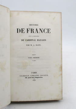 Histoire de France sous le ministère du cardinal Mazarin. BAZIN (A.)
