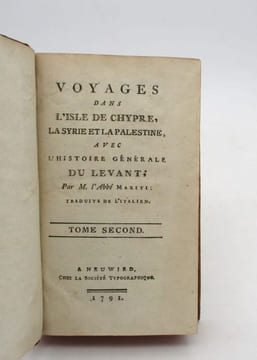 Voyages dans l'isle de Chypre, la Syrie et la Palestine, avec l'histoire générale du Levant. MARITI (Giovanni, abbé)