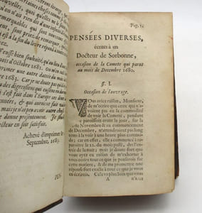 Pensées diverses, écrites à un docteur de Sorbonne, à l'occasion de la comète qui parut au mois de décembre 1680