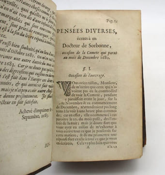 Pensées diverses, écrites à un docteur de Sorbonne, à l'occasion de la comète qui parut au mois de décembre 1680. [BAYLE (Pierre)]