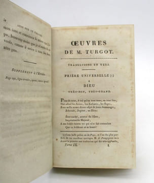 Oeuvres de Mr. Turgot, ministre d'état, précédées et accompagnées de mémoires et de notes sur sa vie, son administration et ses ouvrages. TURGOT (Anne ...