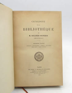 Catalogue de la bibliothèque de M. Ricardo Heredia comte de Benhavis