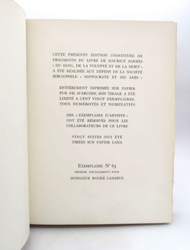 Du sang, de la volupté & de la mort. BARRÈS (Maurice); BRAYER (Yves)