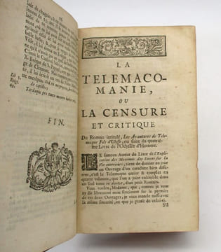La Telemacomanie, ou la Censure et critique du roman intitulé, Les Avantures de Telemaque fils d'Ulysse, ou suite du quatrième livre de l'Odyssée ...