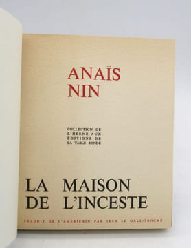 La Maison de l'inceste (House of incest). NIN (Anaïs)