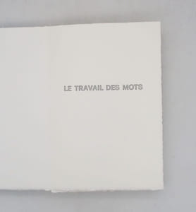 Le Travail des mots
