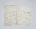 2 lettres autographes sign&eacute;es. RENAN (Ernest)