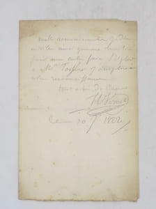 Billet autographe signé