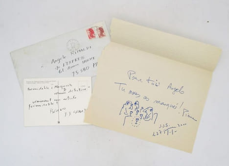 Dessin originale signé et carte postale autographe. SEMPÉ (Jean-Jacques)