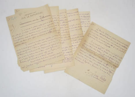 Observations sur le Naturisme : manuscrit autographe signé. VIOLLIS (Jean) [ARDENNE DE TIZAC (Henri) pseud.]