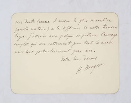 Lettre autographe signée. BERGSON (Henri)