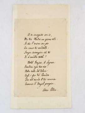 "A te incognito son io ..." : poème autographe signé. PELLICO (Silvio)