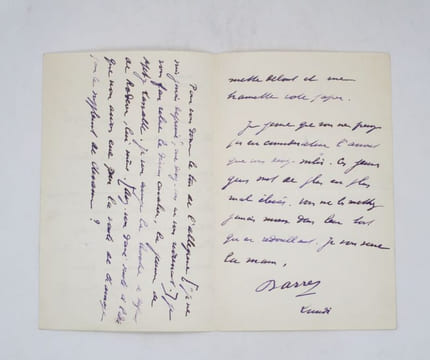 Lettre autographe signée. BARRÈS (Maurice)