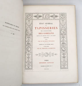 État générale des tapisseries de la Manufacture des Gobelins depuis son origine jusqu'à nos jours 1600-1900
