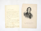 Lettre autographe sign&eacute;e. DELAVIGNE (Casimir)