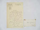 Lettre autographe sign&eacute;e. BENJAMIN (Ren&eacute;)
