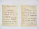 2 lettres autographes sign&eacute;es &agrave; propos d'Anatole France. BROUSSON (Jean-Jacques)
