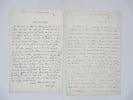 2 lettres autographes sign&eacute;es &agrave; Louis Ulbach. MANUEL (Eug&egrave;ne)