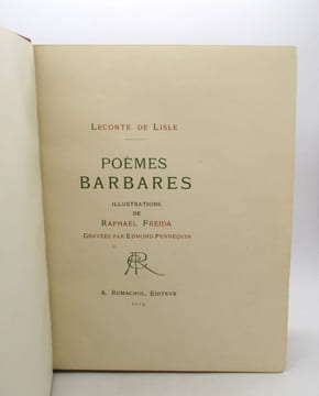 Poèmes barbares. LECONTE DE LISLE (Charles Marie René) ; FREIDA (Raphaël)