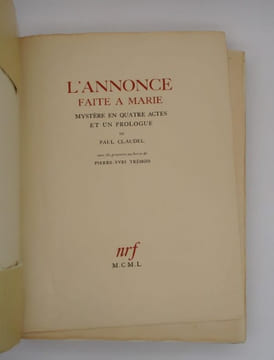 L'annonce faite à Marie. Mystère en quatre actes et un prologue de Paul Claudel, avec des gravures au burin de Pierre-Yves Trémois.. CLAUDEL (Paul), ...