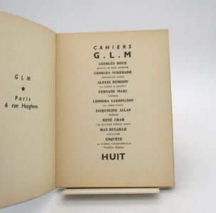 Cahiers GLM. Huitième cahier, octobre 1938.