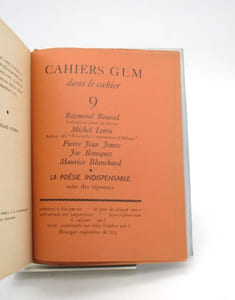 Cahiers GLM. Huitième cahier, octobre 1938.