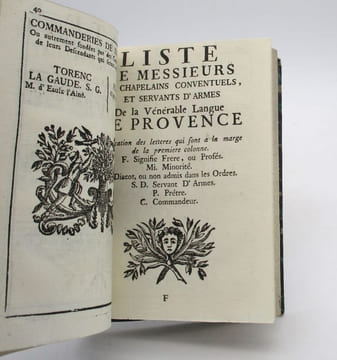 Liste de messieurs les Chevaliers, Chapelains conventuels et Servants d'armes des trois vénérables lanques de Provence, Auvergne et France. (Ordre de ...