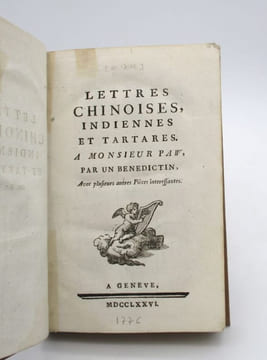 Lettres chinoises, indiennes et tartares à Monsieur Paw, par un Bénédictin, avec plusieurs autres pièces intéressantes.. [VOLTAIRE]