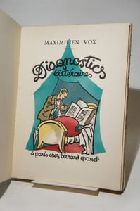 Diagnostics littéraires de MM. G. d'Annunzio, Louis Artus, René Bazin, Henry Bordeaux, Paul Bourget, Pierre Benoît, Blaise Cendrars, Jean Cocteau, Paul Claudel, Joseph Delteil, Pierre Dominique, Jean Giraudoux, Maurice Genevoix, Abel Hermant, André de Lorde, Rudyard Kipling, François Mauriac, André Maurois, Henry de Montherlant, Paul Morand, Pierre Mac-Orlan, Henry Poulaille, C.F. Ramuz, André Thérive, H.-G. Wells. Préface de Paul Reboux.