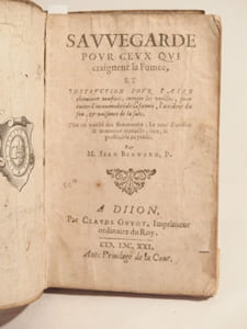 Sauvegarde pour ceux qui craignent la fumée, et Instruction pour faire cheminées neuves, corriger les vieilles, pour éviter l'incommodité de la fumée, l'accident du feu, & naissance de la suie. Plus un traité des entonnoirs : le tour d'artifice & invention nouvelle, rare & profitable au public.