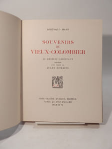 Souvenirs du Vieux-Colombier. 55 dessins originaux précédés d'un texte de Jules Romains.