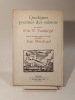 Quelques poèmes des saisons par M. Fritz R. Vanderpyl, ornés de 5 bois originaux et inédits de M. Jean Marchand.. VANDERPYL (Fritz R.), MARCHAND ...