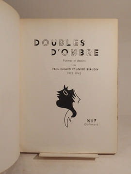 Doubles d'ombre. Poèmes et dessins de Paul Eluard et André Beaudin, 1913-1943.. ELUARD (Paul), BEAUDIN (André)