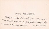 Carte autographe à Louis Péricaud , chansonnier. Paul Meurice