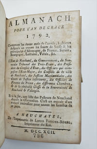 Almanach pour l'année 1792.
