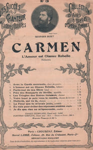Partition de la chanson : Amour est un oiseau rebelle (L')      Carmen  