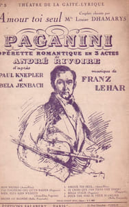 Partition de la chanson : Amour toi seul sur la terre Paganini Théâtre de la Gaîté-Lyrique