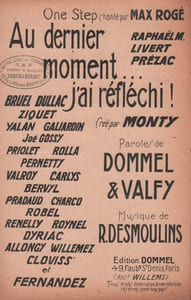 Partition de la chanson : Au dernier moment ... j'ai réfléchi !