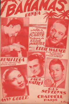 Partition de la chanson : Bahamas . Severyns Guy,Gould Anny,Warner Eddie,Leca Henri,Mattei Paul - Warner Eddie - Plante Jacques