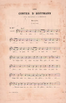 Partition de la chanson : Barcarolle ( Ô belle nuit d'amour ) Contes d'Hoffmann (Les) Opéra Comique. - Offenbach Jacques -