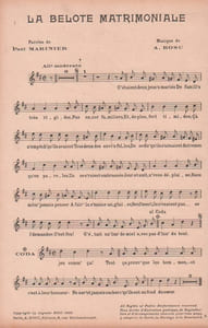 Partition de la chanson : Belote Matrimoniale (La)