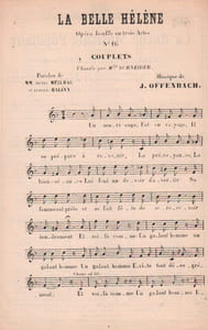 Partition de la chanson : Belle Hélène (La) Couplets " Un galant homme " Belle Hélène (La)