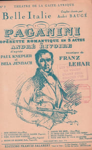 Partition de la chanson : Belle Italie Paganini Théâtre de la Gaîté-Lyrique